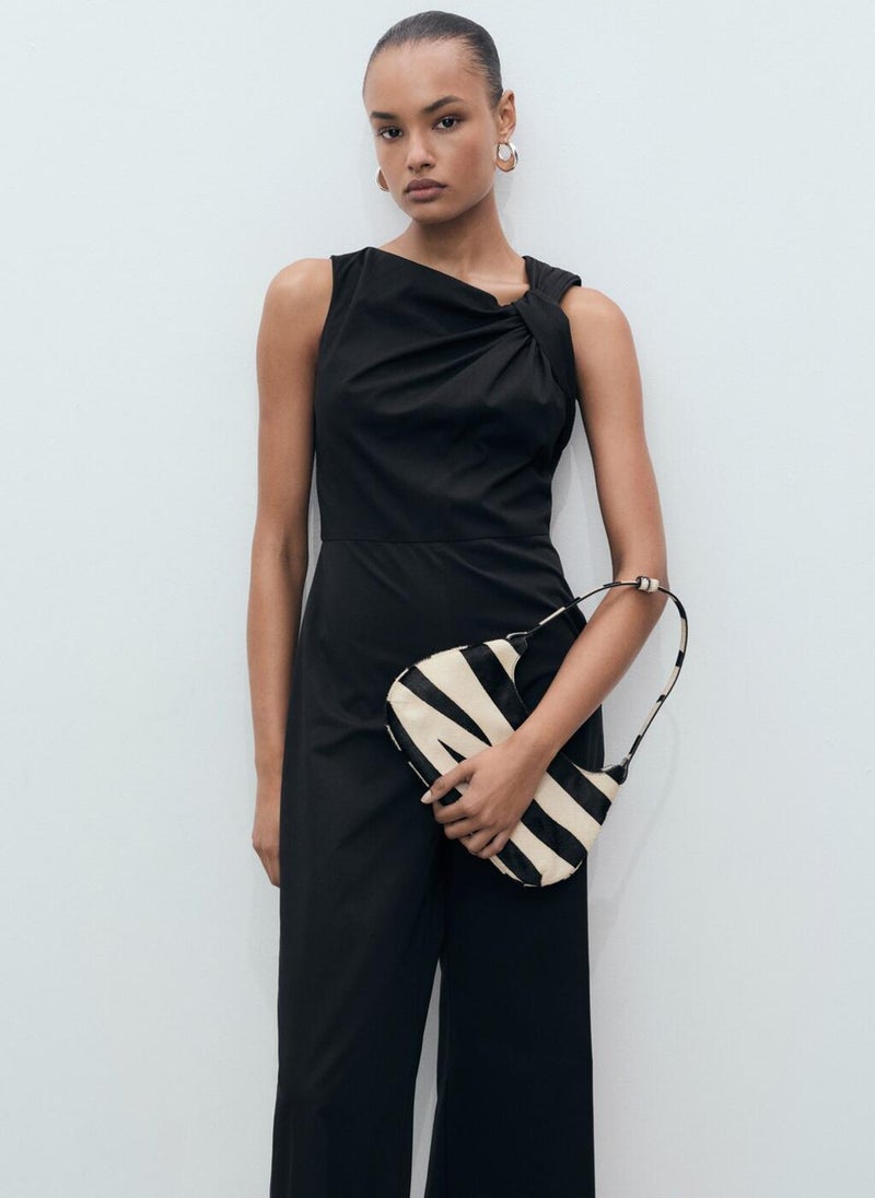 MANGO Long Culotte Jumpsuit With Draped Neck  - Image 5