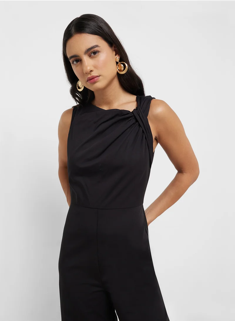 MANGO Long Culotte Jumpsuit With Draped Neck