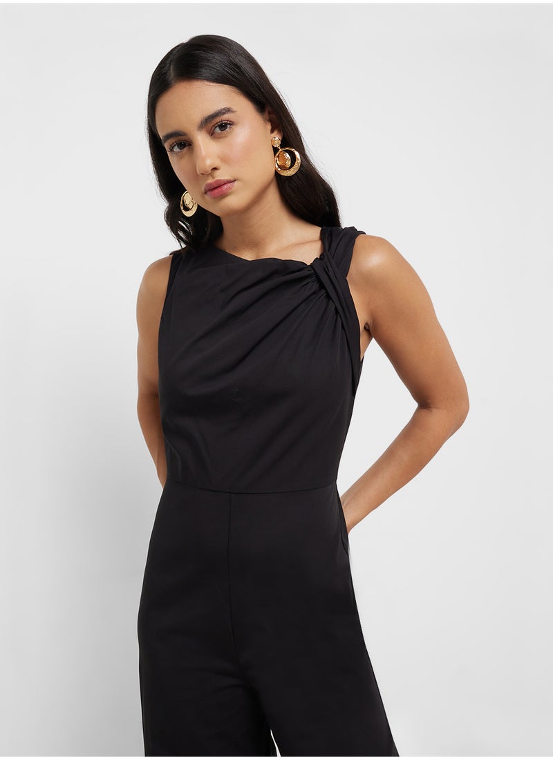 MANGO Long Culotte Jumpsuit With Draped Neck  - Image 3
