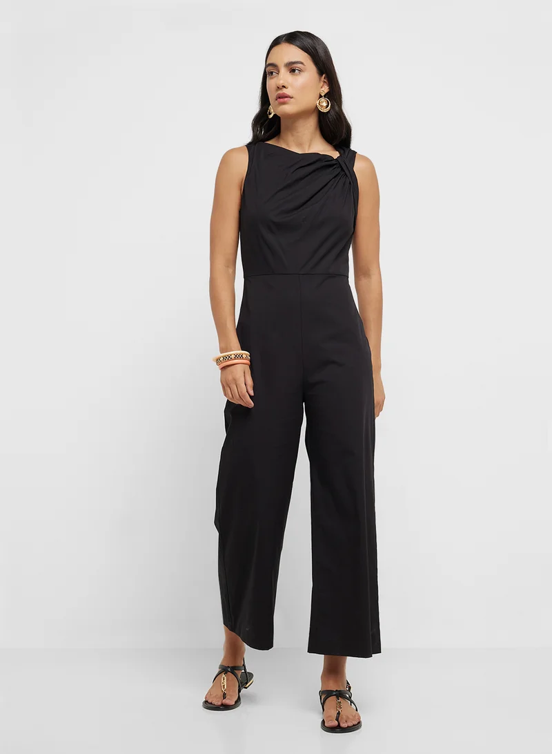 MANGO Long Culotte Jumpsuit With Draped Neck