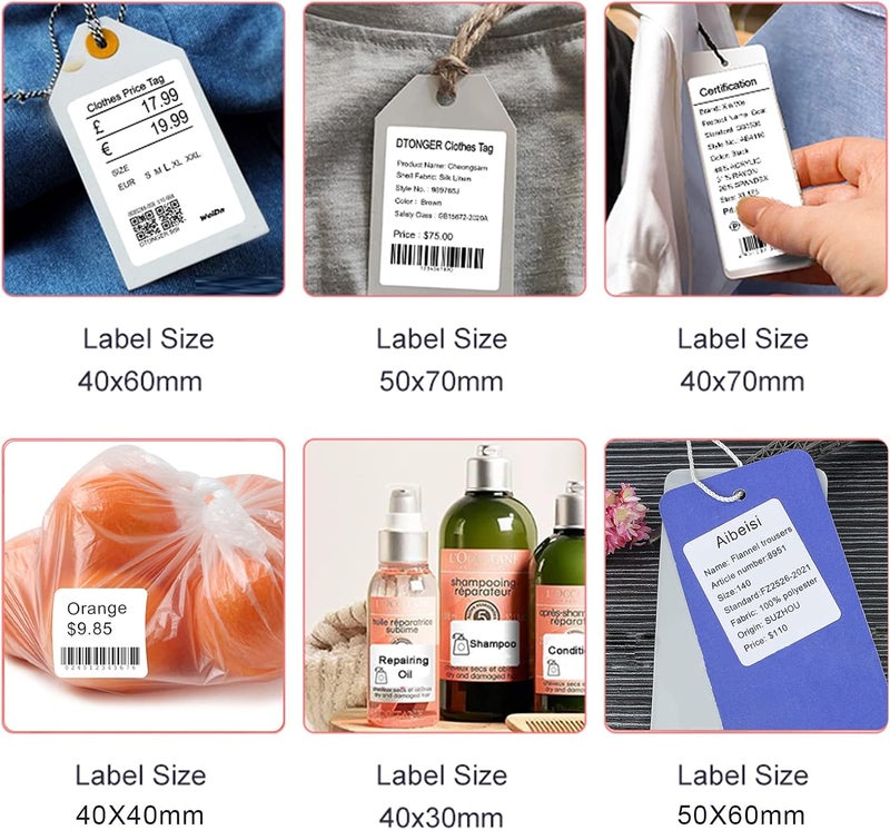 ورق طابعة الملصقات الحرارية ذاتية اللصق قابلة للطباعة لفة مقاومة للزيت قابلة للتمزيق ملصقات لطباعة الأسعار والباركود لطابعات Aibecy DP23 وDP30 الحرارية صانع ملصقات أبيض متعدد (50x80 مم (95 ورقة)) - Image 4