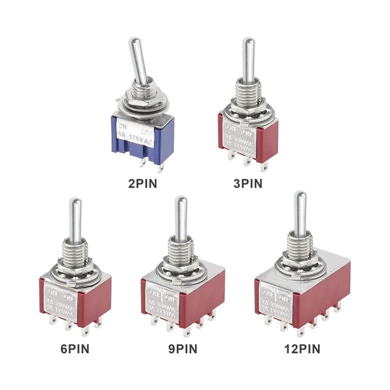 مفتاح تبديل ذاتي الإعادة Red MTS 402 SPDT DPDT 5A 125V 3A 250V AC ON ON ON Off ON 1 قطعة - Image 4