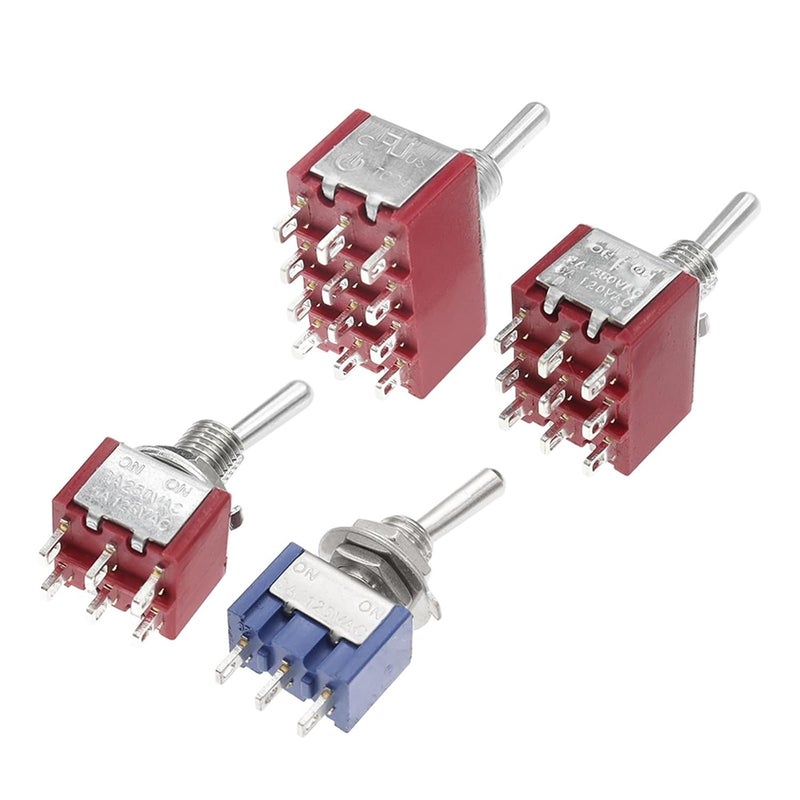 مفتاح تبديل ذاتي الإعادة Red MTS 402 SPDT DPDT 5A 125V 3A 250V AC ON ON ON Off ON 1 قطعة - Image 2