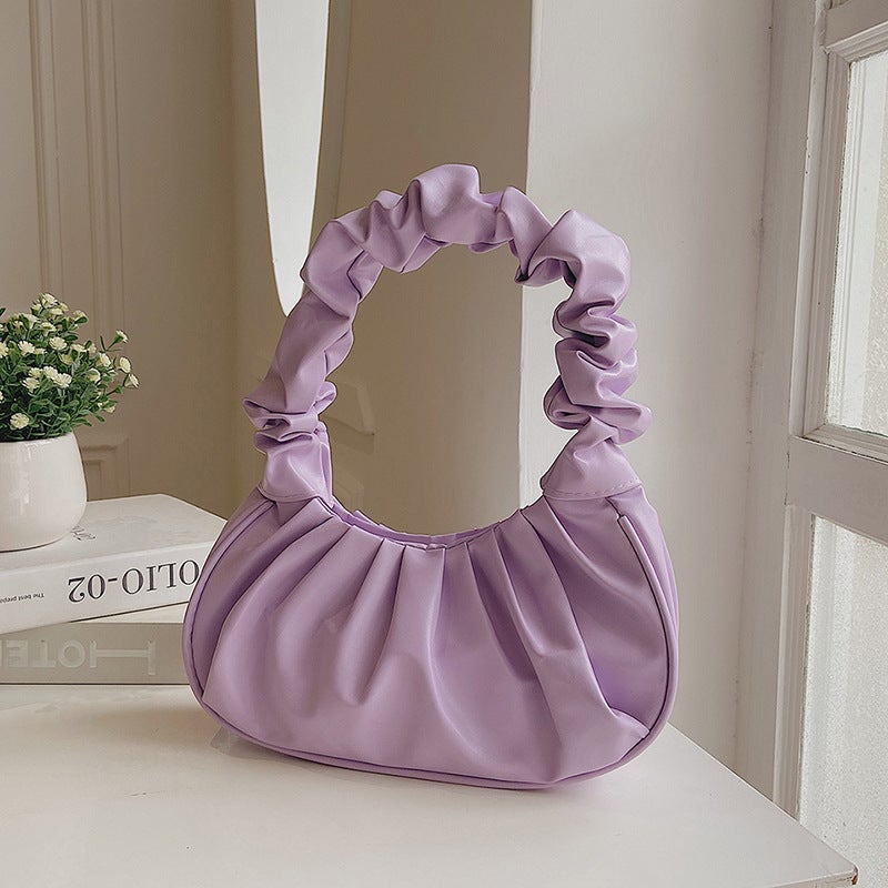 Pleated Cloud Bag Women 2026 Spring Summer New Style Fresh Fashion Handbag Solid Color Large Capacity Shoulder Bag - Image 3