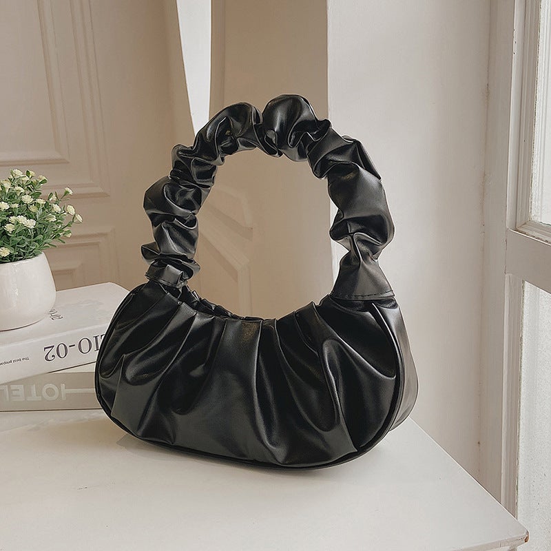 Pleated Cloud Bag Women 2026 Spring Summer New Style Fresh Fashion Handbag Solid Color Large Capacity Shoulder Bag - Image 2
