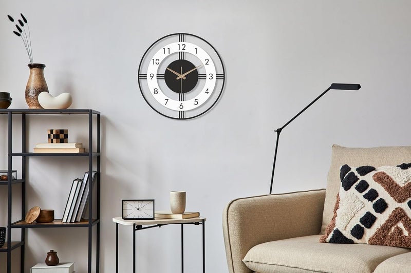 AVVIC MART Wall Clock Stylish Metal Analog Wall Clock for Living Room, Bedroom, Office, Kitchen, Home and Hall | Antique Fancy Big Size Modern Wall Watch (Black(ST-29), 40 CM) - Image 4