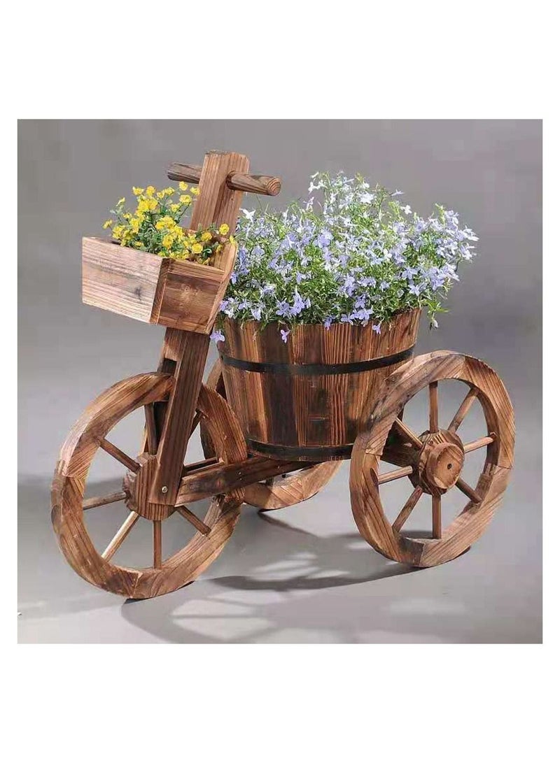 LINGWEI Cycle Shaped Wooden Flower Pot Garden Decoration Item Plant Vase - Image 1
