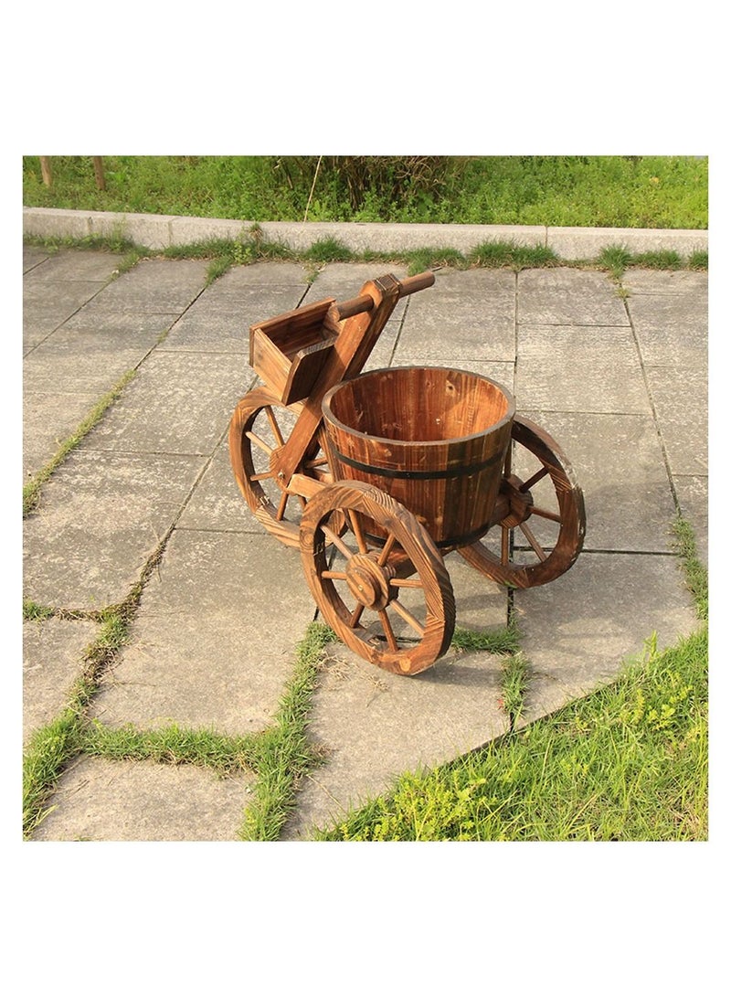 LINGWEI Cycle Shaped Wooden Flower Pot Garden Decoration Item Plant Vase - Image 4