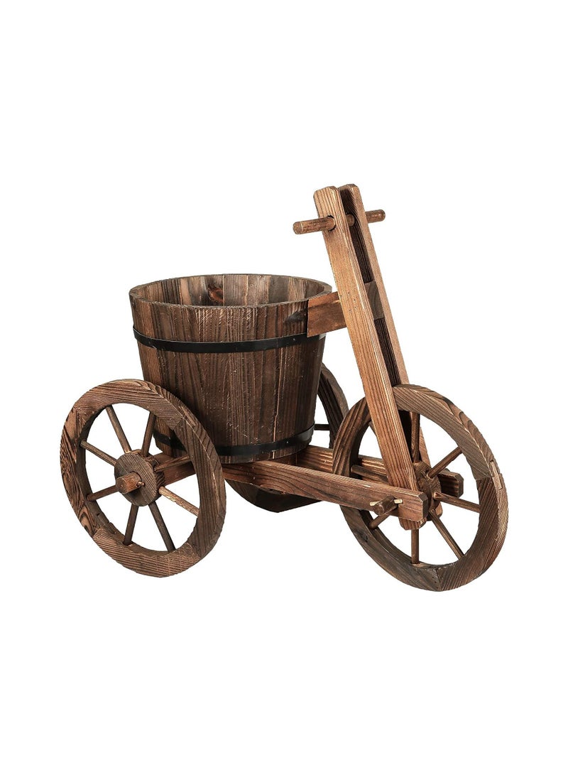 LINGWEI Cycle Shaped Wooden Flower Pot Garden Decoration Item Plant Vase - Image 5