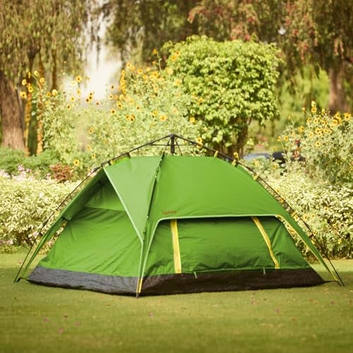 Lifelong Quick Pop-up Camping Tent with Glass Fiber Tent Poles, Superior Air Ventilation, Waterproof with PU Coating for Air Tent-House, Portable & Foldable for Camping 2 Person Green - Image 1