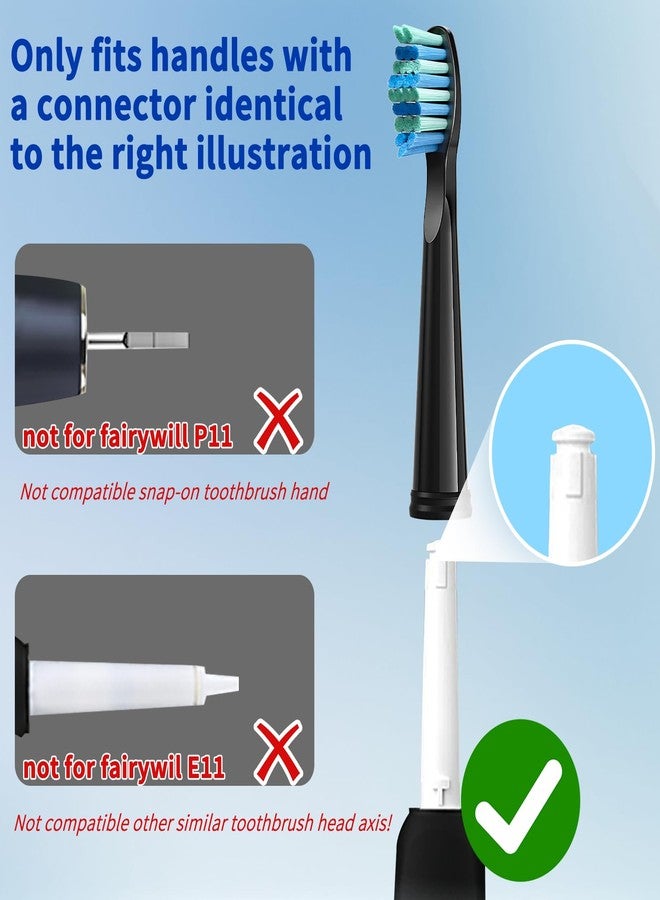 teeteck 10pc Toothbrush Heads Compatible with Fairywill D7/D8/FW507/508, 551/917/959/D1/D3 (Black - Image 2