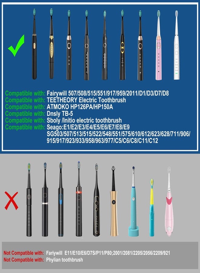teeteck 10pc Toothbrush Heads Compatible with Fairywill D7/D8/FW507/508, 551/917/959/D1/D3 (Black - Image 3