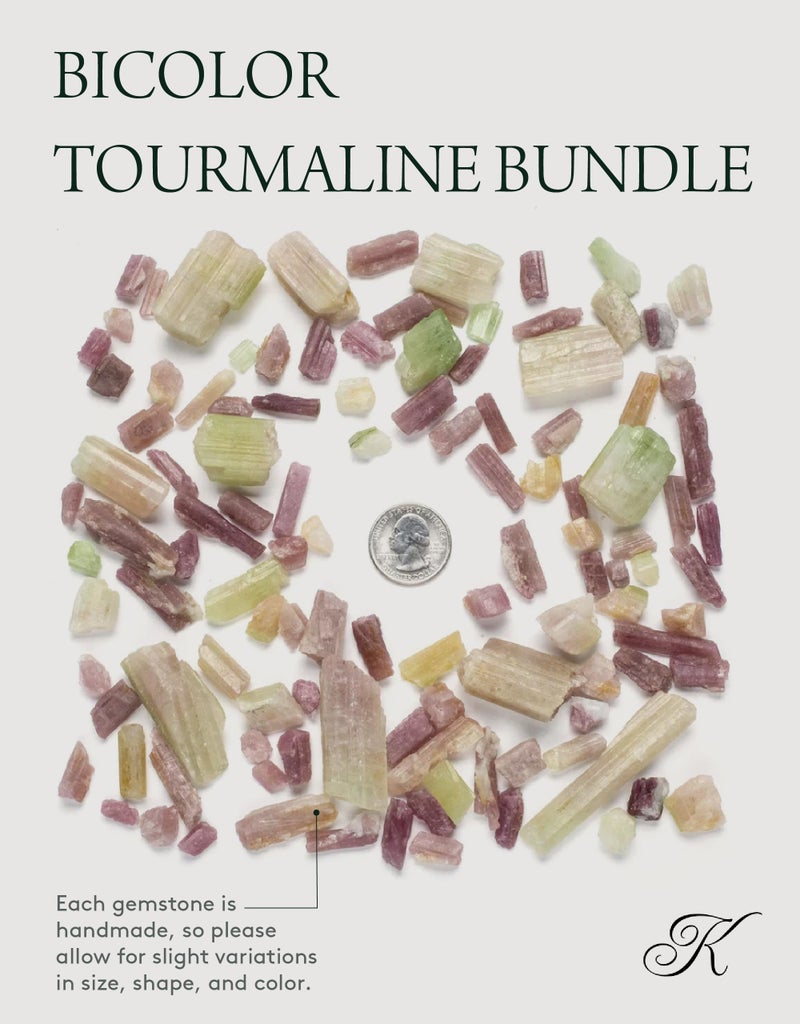 KALIFANO Bicolor Tourmaline Bundle with Calming and Purification Energy - Rare Brazilian Watermelon Rubellite Turmalina Reiki Healing Crystal (Information Card Included) - Image 4