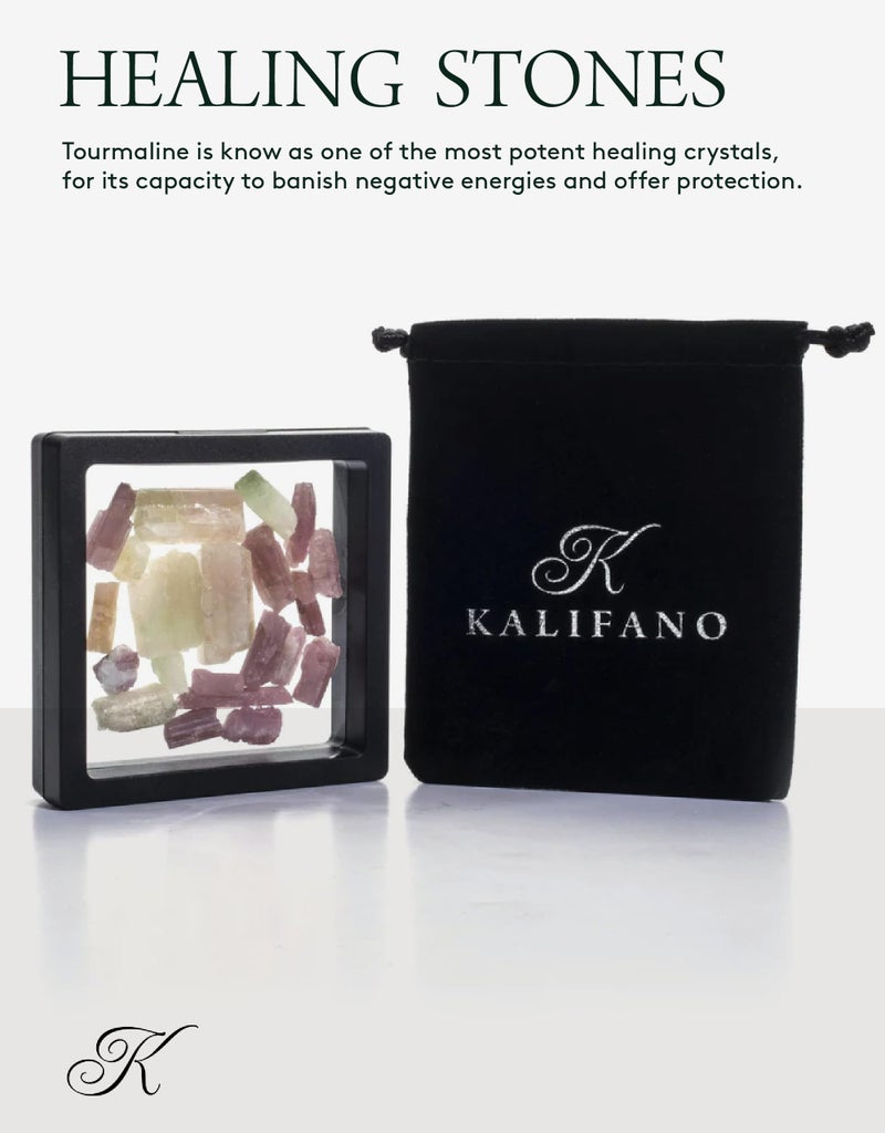 KALIFANO Bicolor Tourmaline Bundle with Calming and Purification Energy - Rare Brazilian Watermelon Rubellite Turmalina Reiki Healing Crystal (Information Card Included) - Image 2