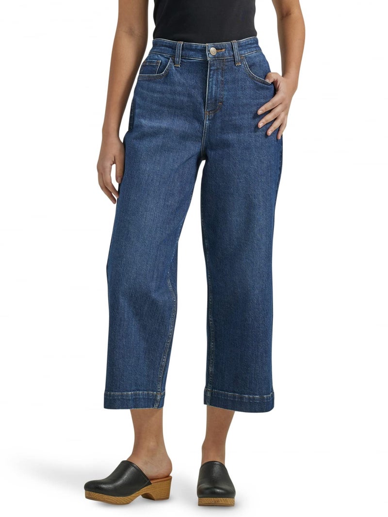 Lee Women's Legendary High Rise Wide Leg Crop Jean Ink Spot 0 - Image 1