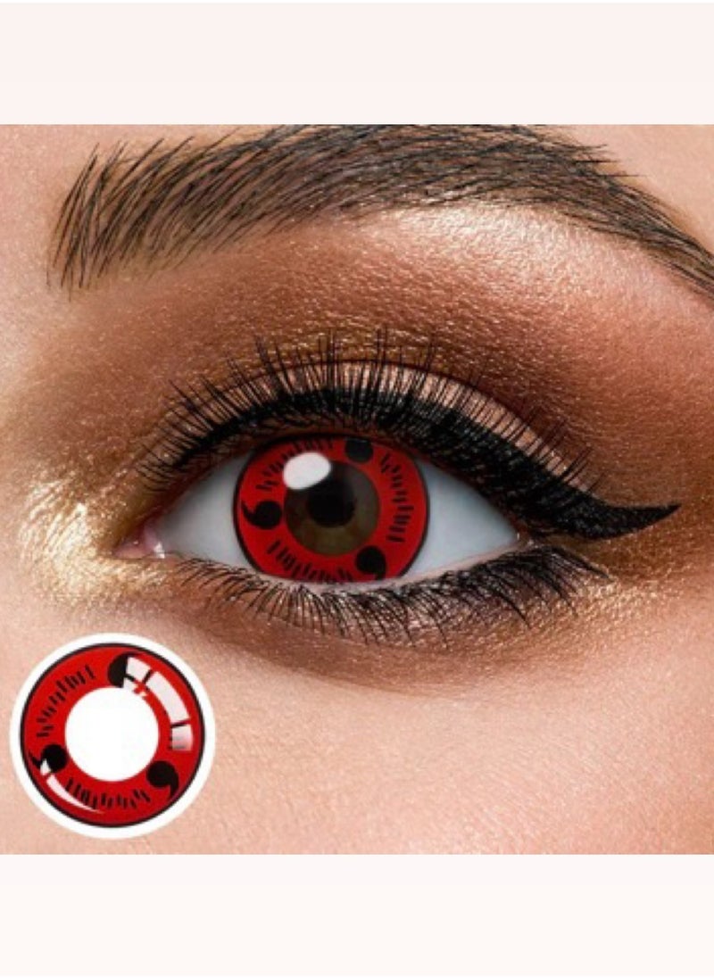 Unibling - Unibling Itachi Uchiha's Sharingan Naruto Yearly Colored Contact Lenses, Unisex Cosmetic Contact Lenses, Enlargement Collection, Cosplay, With Case - Image 1