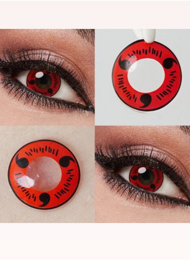 Unibling - Unibling Itachi Uchiha's Sharingan Naruto Yearly Colored Contact Lenses, Unisex Cosmetic Contact Lenses, Enlargement Collection, Cosplay, With Case - Image 1