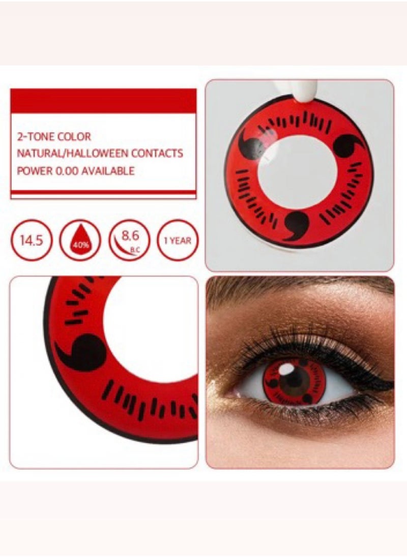 Unibling - Unibling Itachi Uchiha's Sharingan Naruto Yearly Colored Contact Lenses, Unisex Cosmetic Contact Lenses, Enlargement Collection, Cosplay, With Case - Image 1