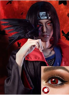Unibling Itachi Uchiha's Sharingan Naruto Yearly Colored Contact Lenses, Unisex Cosmetic Contact Lenses, Enlargement Collection, Cosplay, With Case