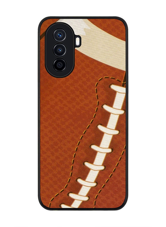 Stylizedd Rugged Black edge case for Huawei Nova Y70  Slim fit Soft Case Flexible Rubber Edges Anti Drop TPU Gel Thin Cover - Rugby Ball - Image 1