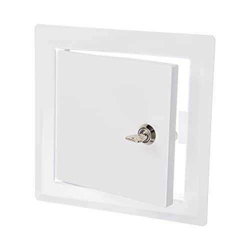 ECOPRO VENT 6 x 6 Lockable White Metal Access Panel Service Shaft Door Panel with Key Plumbing Electricity Heating Alarm Wall Access Panel for Drywall Bathroom Services Access Hole Cover - Image 1