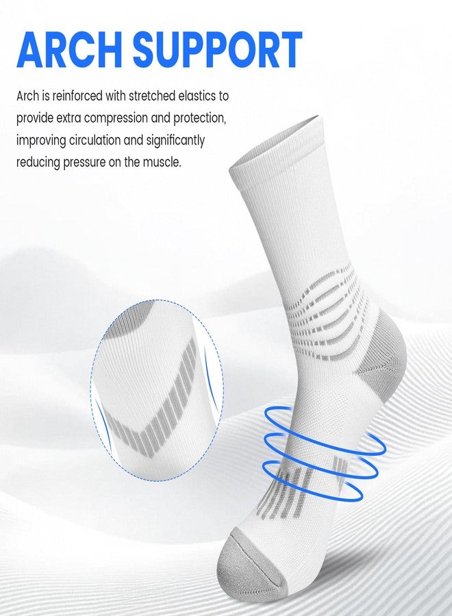 IRAMY Crew Compression Socks Athletic Running Socks for Men Women Plantar Fasciitis Relief 3 Pairs - Image 3