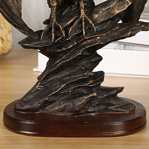 H&W 10.25" Tall Patriotic Eagle On Rocks Statue Wild Bird Eagle Decorative Bronze Patina Resin Figurine - Image 5