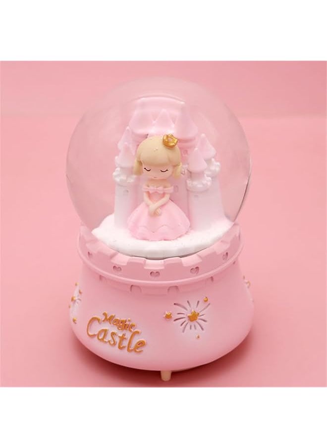 erorex Musical Snow Globes Cute Princess Castle Figurine Snow Globes Automatic Snowfall Musical Snow Globe With Color Changing Led Light For Girls Birthday Home Party Decoration Pink  - Image 4