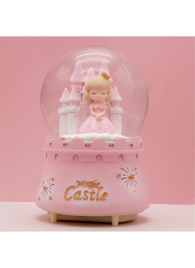 erorex Musical Snow Globes Cute Princess Castle Figurine Snow Globes Automatic Snowfall Musical Snow Globe With Color Changing Led Light For Girls Birthday Home Party Decoration Pink  - Image 2