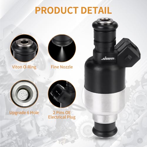 AISHAN 4PCS Fuel Injectors 6 Holes Compatible with Chevy Cavalier S10 for GMC Sonoma for Pontiac Sunfire for Isuzu Hombre 1998 1999 2000 L4 22L Replace 17122106 17113512 - Image 3