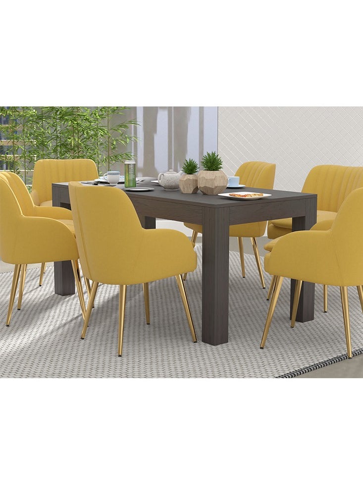 Mahmayi Mahmayi Modern Wooden 6-Seater Dining Table Only - Stylish Anthracite Jura Slate Finish for Kitchen, Dining Room, Living Room  - Image 2