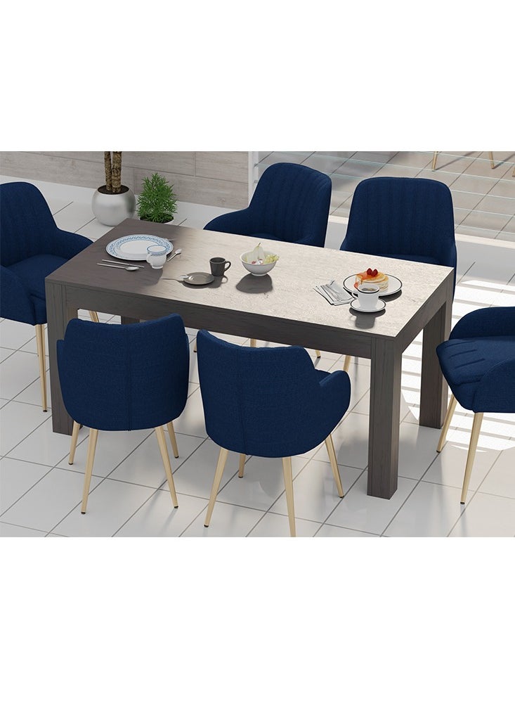 Mahmayi Mahmayi Modern Wooden 6-Seater Dining Table Only - Stylish Anthracite Jura Slate Finish for Kitchen, Dining Room, Living Room  - Image 4