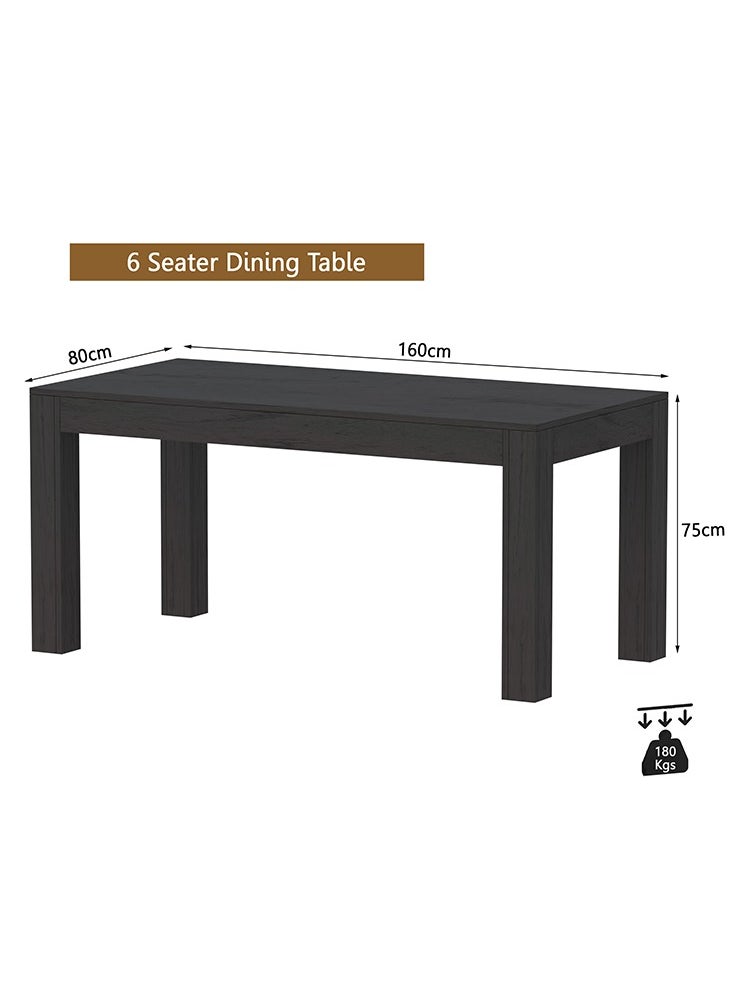 Mahmayi Mahmayi Modern Wooden 6-Seater Dining Table Only - Stylish Anthracite Jura Slate Finish for Kitchen, Dining Room, Living Room  - Image 5