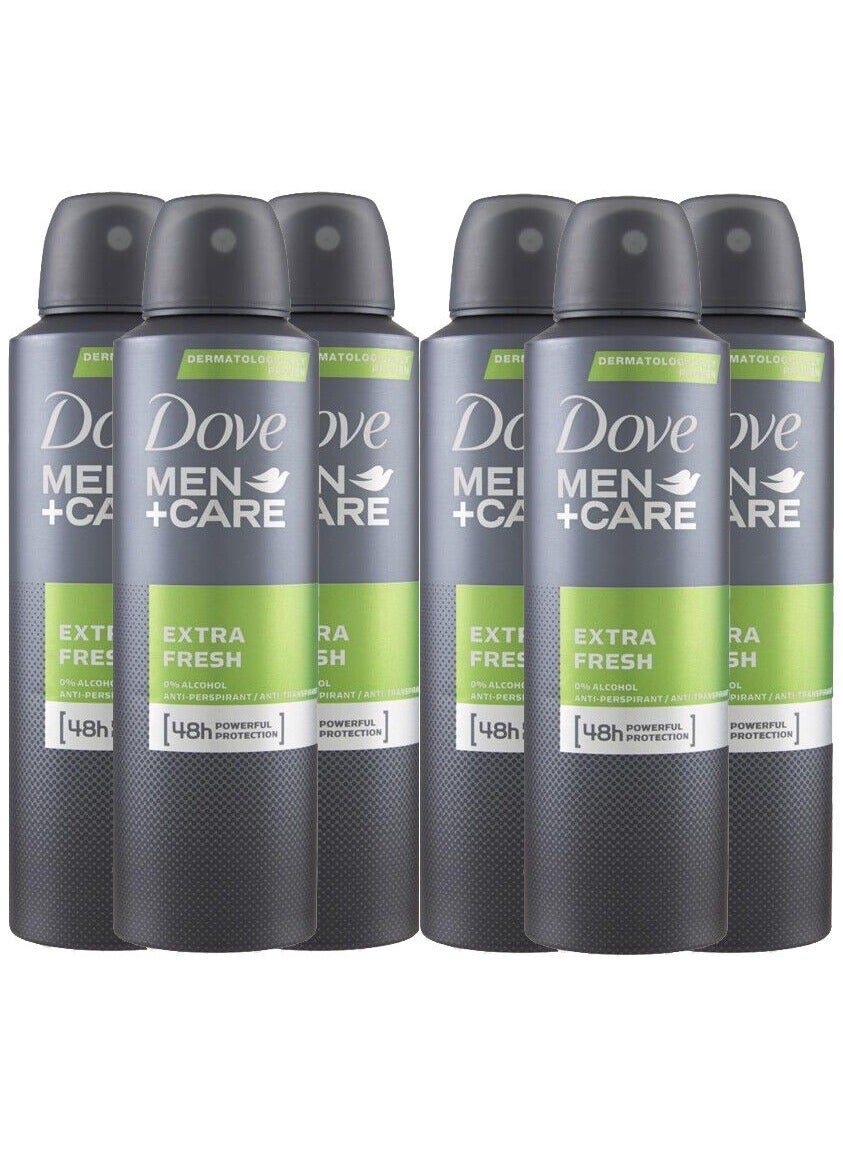 Dove Men+Care Extra Fresh Dry Antiperspirant Deodorant Spray 150ml (Pack of 6)