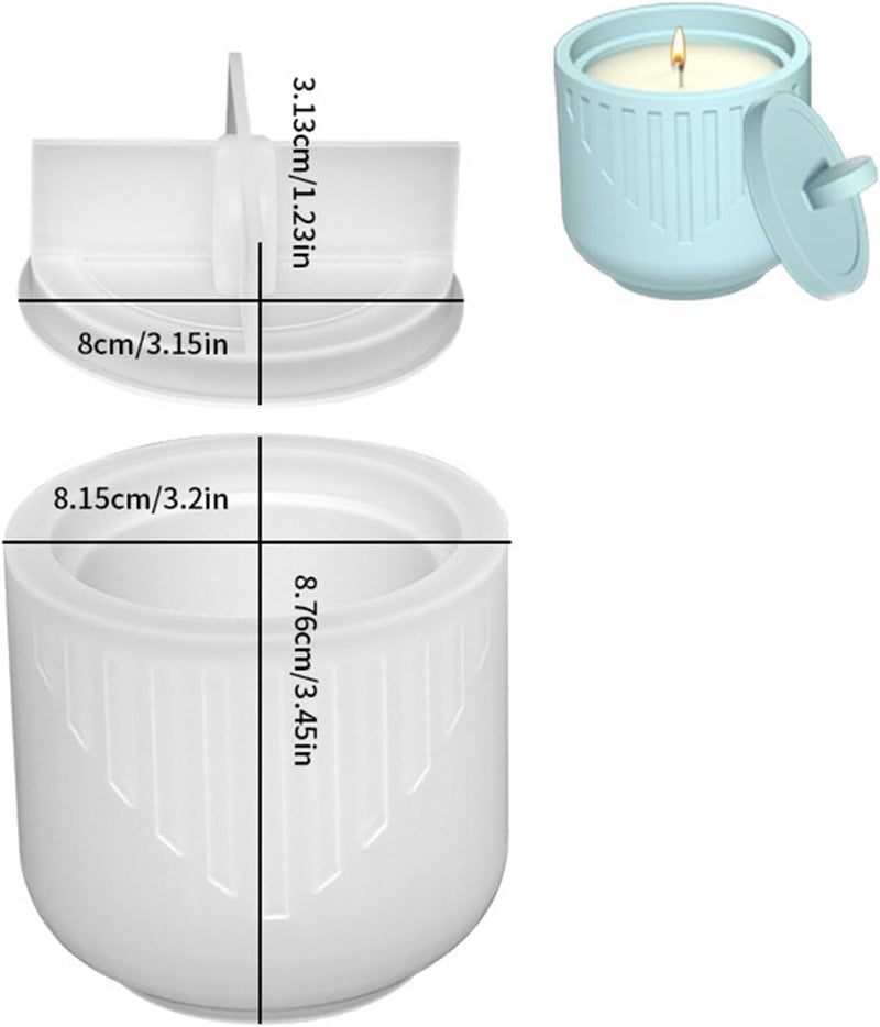RKPM HOMES RKPM HOMES Candles Holders Resin Mold I Striped Round Shape Concrete Silicone Epoxy Casting Jar Mould with Lid I for DIY Handmade Necklace Art Crafts Jewelry Storage Box Ring Trinket Container (Tri) - Image 2