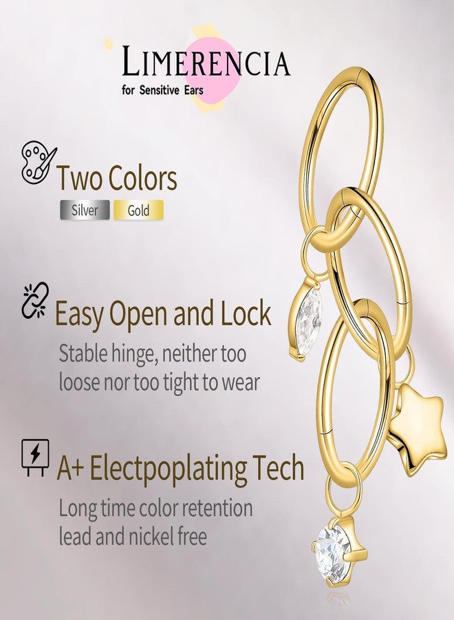 limerencia G23 Titanium Hoops Rook Piercing Jewelry 6mm 8mm 16G 18G Implant Grade Titanium Dangle Huggie Rook Earrings Cartilage/Conch/Daith/Helix Piercing Stacking Rings for Women Men Sensitive Ears - Image 3