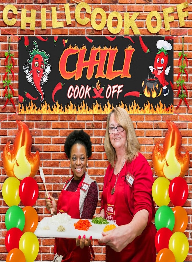 RoundFunny 31 Pcs Chili Cook off Decorations Include Chili Cook off Banner Fire Foil Balloons Latex Balloon Artificial Hanging Pepper String for Chili Festival Party Supplies Fiesta Home Farm Wall - Image 5