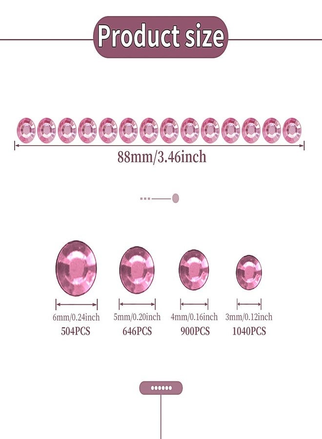Doneace 3090PCS Face Gems Eye Jewels Rhinestones Crystals Stickers 3/4/5/6mm with Light Pink Rhinestones Stickers for Body, Stick on Jewels Makeup Glue for Face Eye Hair Nails Make up and Craft Decor - Image 2