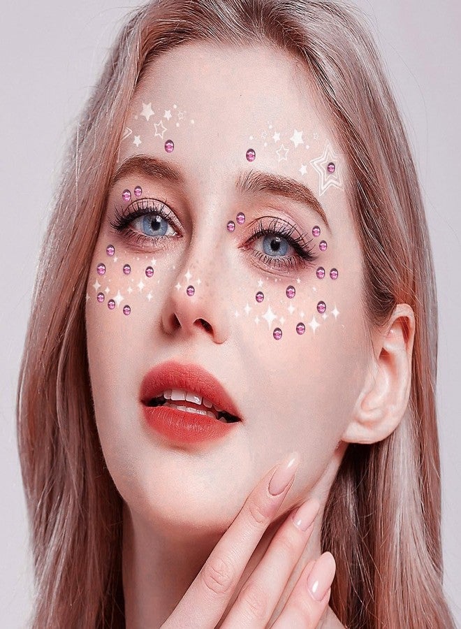 Doneace 3090PCS Face Gems Eye Jewels Rhinestones Crystals Stickers 3/4/5/6mm with Light Pink Rhinestones Stickers for Body, Stick on Jewels Makeup Glue for Face Eye Hair Nails Make up and Craft Decor - Image 5