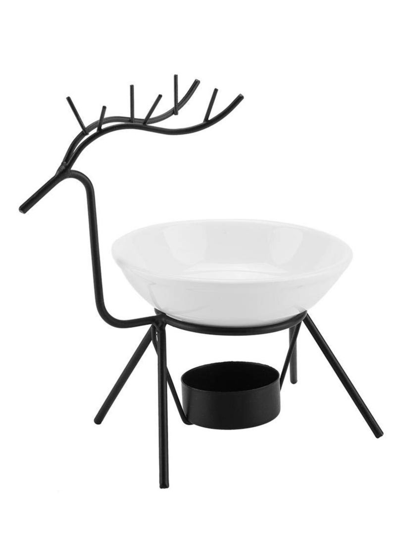 EHOME - Candle Holder Oil Burner, Ceramic Tealight Oil Diffuser Deer Shape Iron Essential Oil Aroma Burner Candle Holder Home Decoration - Image 1