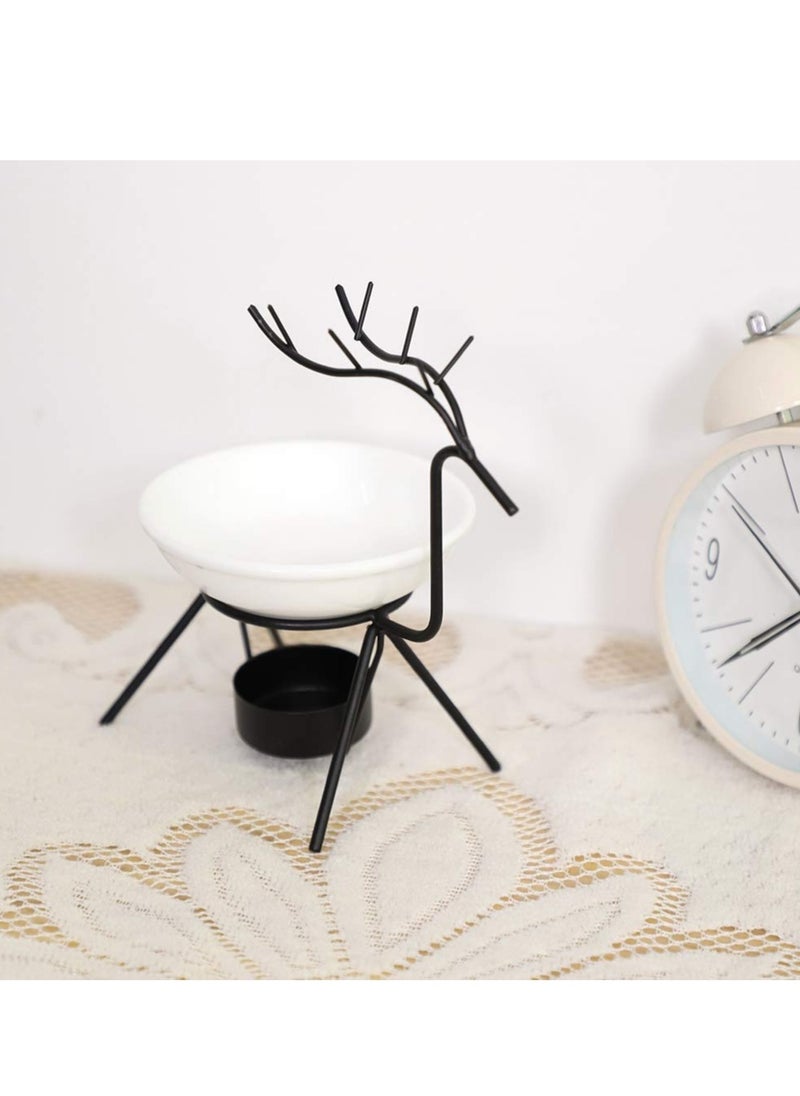EHOME - Candle Holder Oil Burner, Ceramic Tealight Oil Diffuser Deer Shape Iron Essential Oil Aroma Burner Candle Holder Home Decoration - Image 1