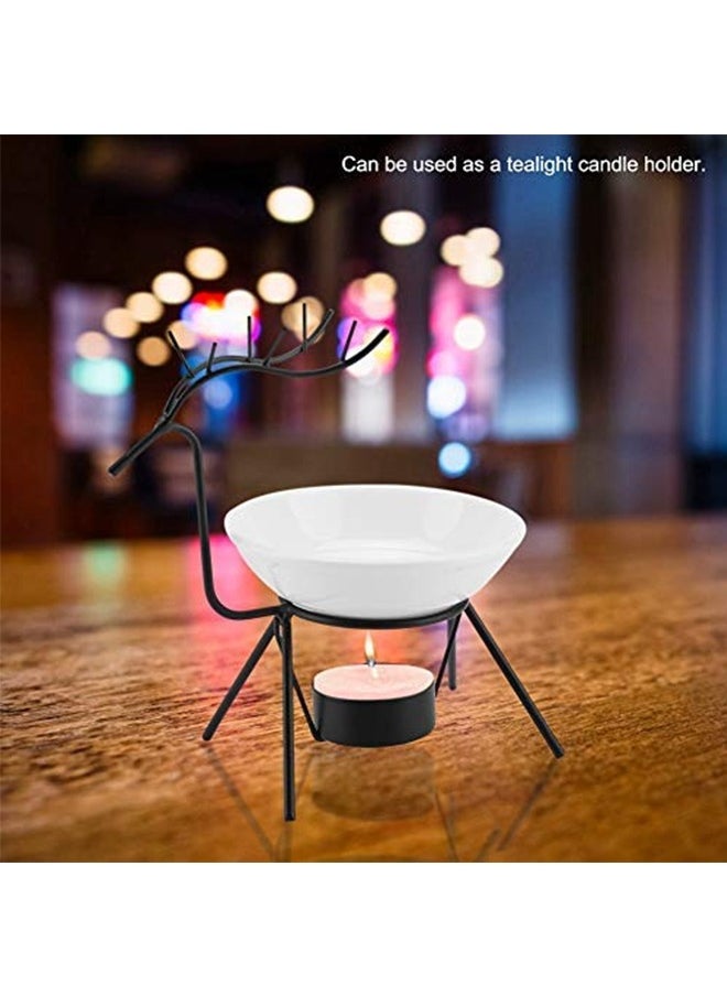 EHOME - Candle Holder Oil Burner, Ceramic Tealight Oil Diffuser Deer Shape Iron Essential Oil Aroma Burner Candle Holder Home Decoration - Image 1