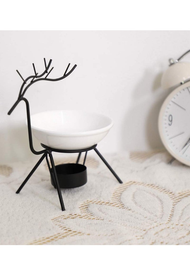 EHOME - Candle Holder Oil Burner, Ceramic Tealight Oil Diffuser Deer Shape Iron Essential Oil Aroma Burner Candle Holder Home Decoration - Image 1