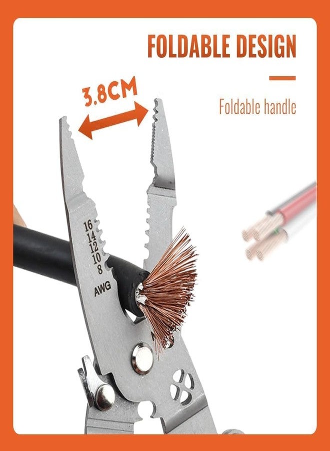 APURK Foldable Wire Stripping Tool Set | All-In-One Compact Electrical Tool Kit | Electrician Kit With Cutter/Crimper/Stripper | Multipurpose Wire Repair Handheld Tool (Pack of 1,Multicolor) - Image 4
