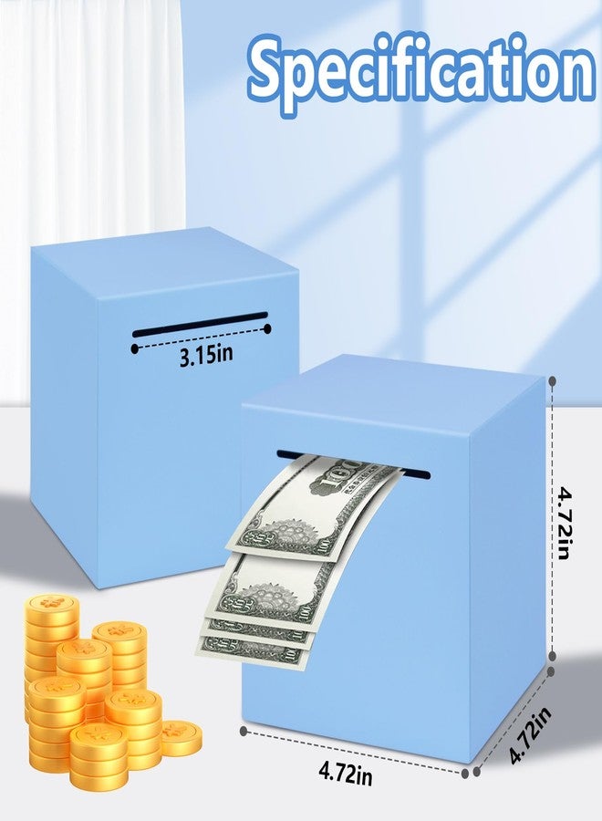 Totola Stainless Steel Piggy Bank for Adults, Indestructible Savings Box for Cash, Must-Break-to-Open Metal Secure Money Banks for Kids, Unbreakable Coin Bank for Money Saving Plan (Blue, 4.72inch) - Image 2