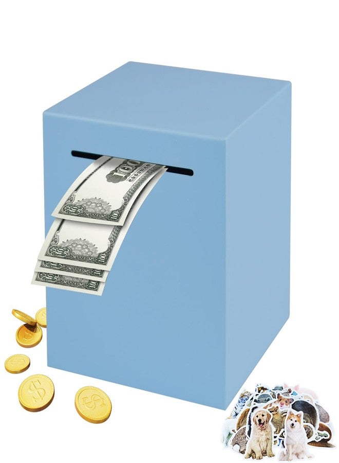 Totola Stainless Steel Piggy Bank for Adults, Indestructible Savings Box for Cash, Must-Break-to-Open Metal Secure Money Banks for Kids, Unbreakable Coin Bank for Money Saving Plan (Blue, 4.72inch) - Image 1