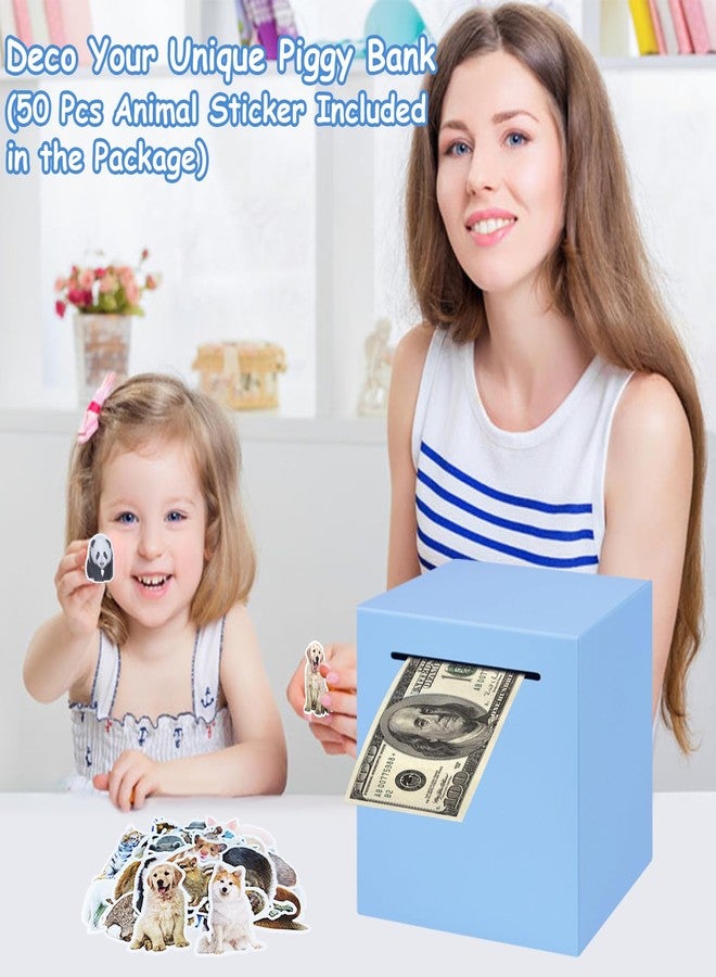 Totola Stainless Steel Piggy Bank for Adults, Indestructible Savings Box for Cash, Must-Break-to-Open Metal Secure Money Banks for Kids, Unbreakable Coin Bank for Money Saving Plan (Blue, 4.72inch) - Image 4