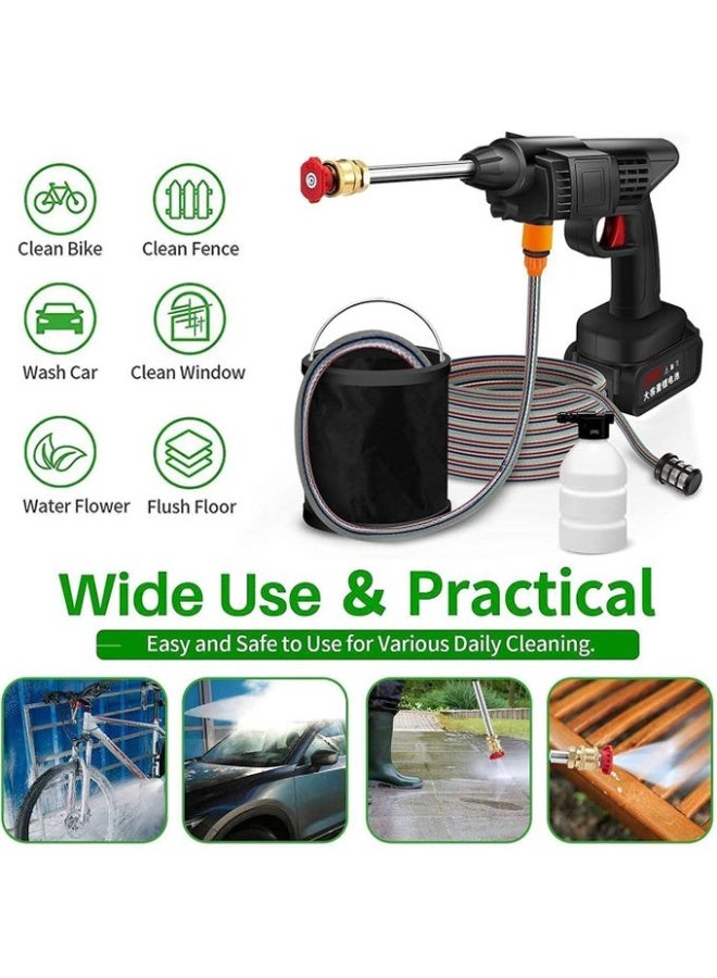 Cordless Pressure Washer, 300W Portable High Pressure Spray Water Gun with Rechargeable Battery, Adjustable Spray Nozzle,5M Hose, Washer Machine for Garden Floor Cleaning, Watering - Image 2