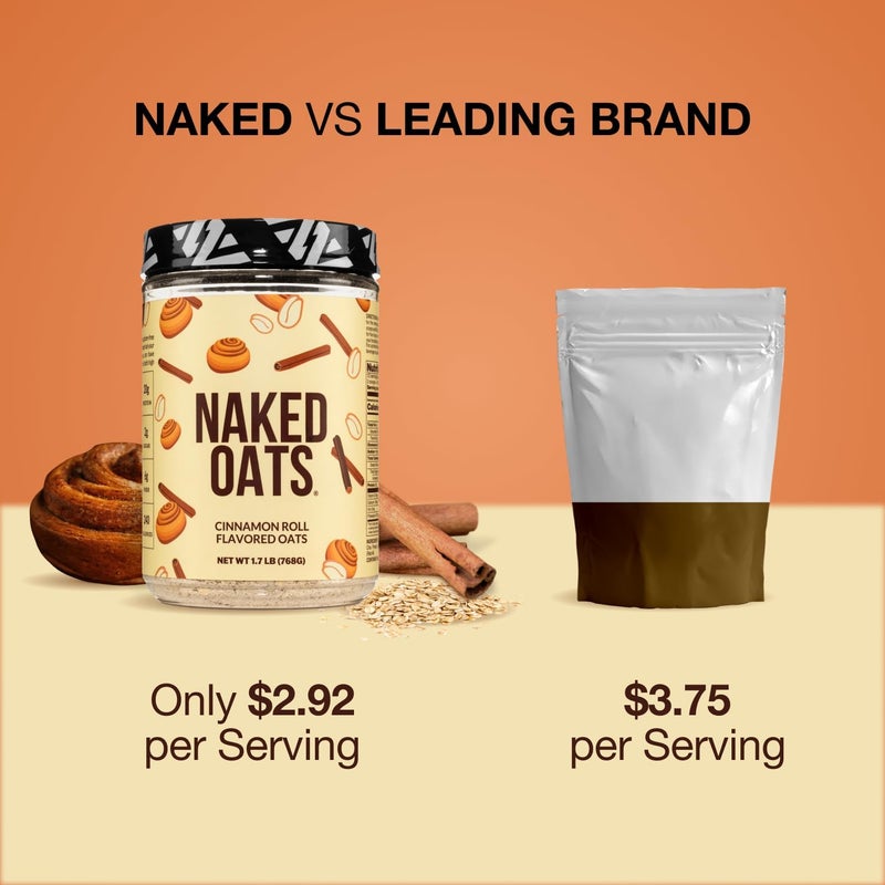 Naked Nutrition Naked Oats - Cinnamon Roll Flavored Oatmeal with 20G Protein, Gluten Free Instant Oatmeal for Breakfast or Smoothies - Image 5