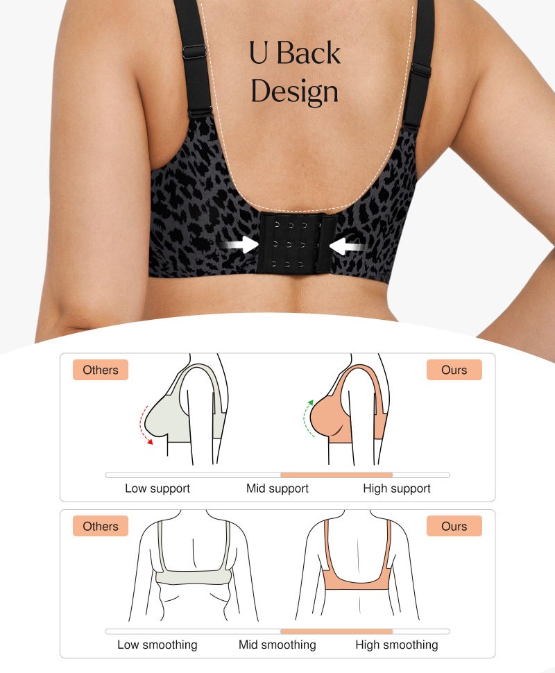 Popilush Push Up Bras for Women - Wireless Comfortable Bra Seamless Bralette Full Coverage Deep V Leopard Print Bra Everyday Bras - Image 4